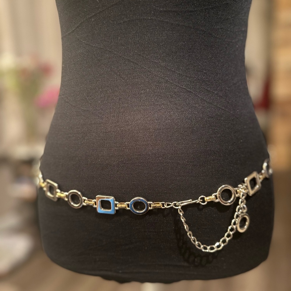 Vintage Silver with Gold Accent Chain Belt 36”